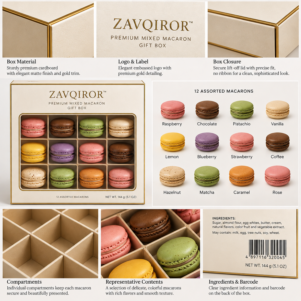 ZAVQIROR™ Premium Mixed Macaron Gift Box image 6