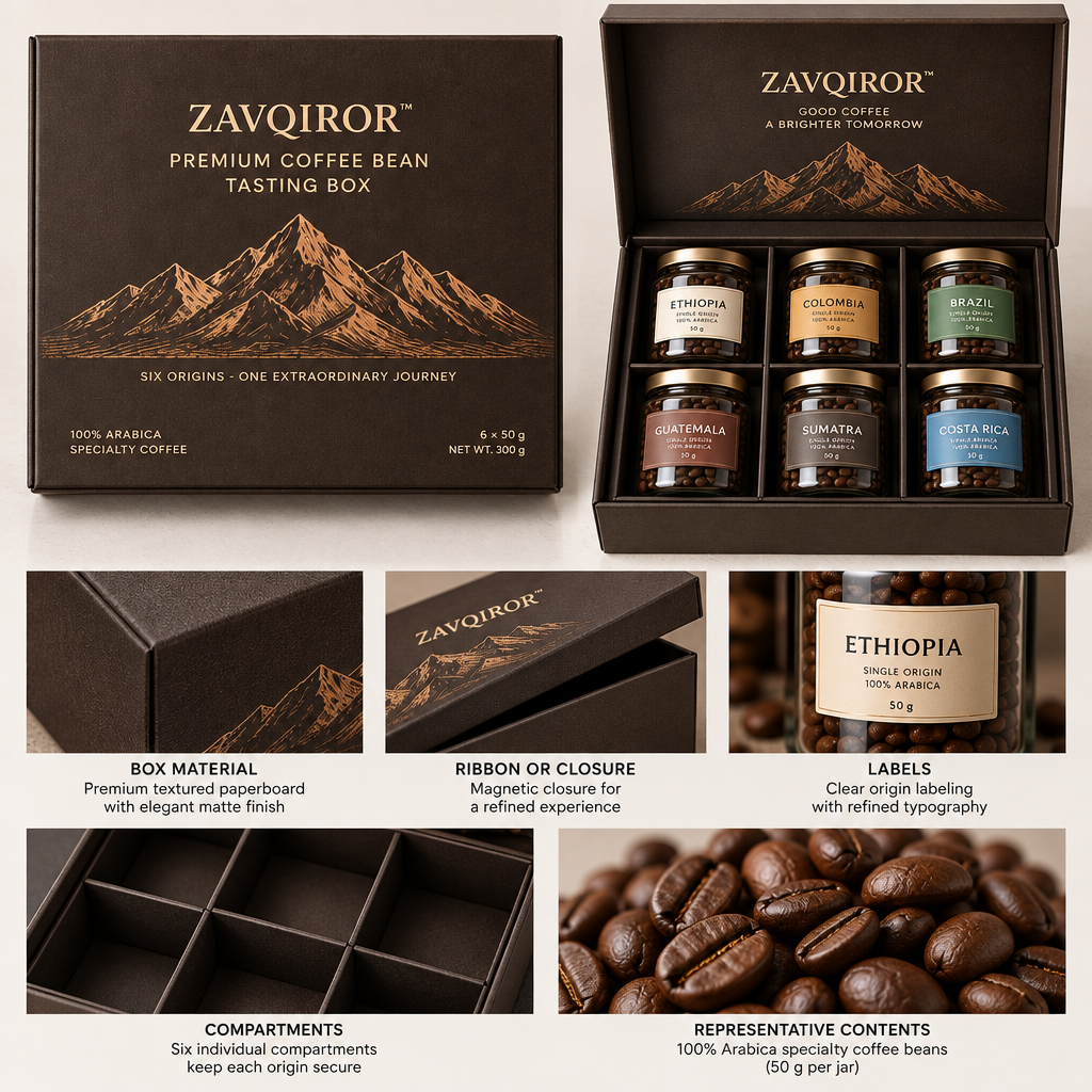 ZAVQIROR™ Premium Coffee Bean Tasting Box image 6